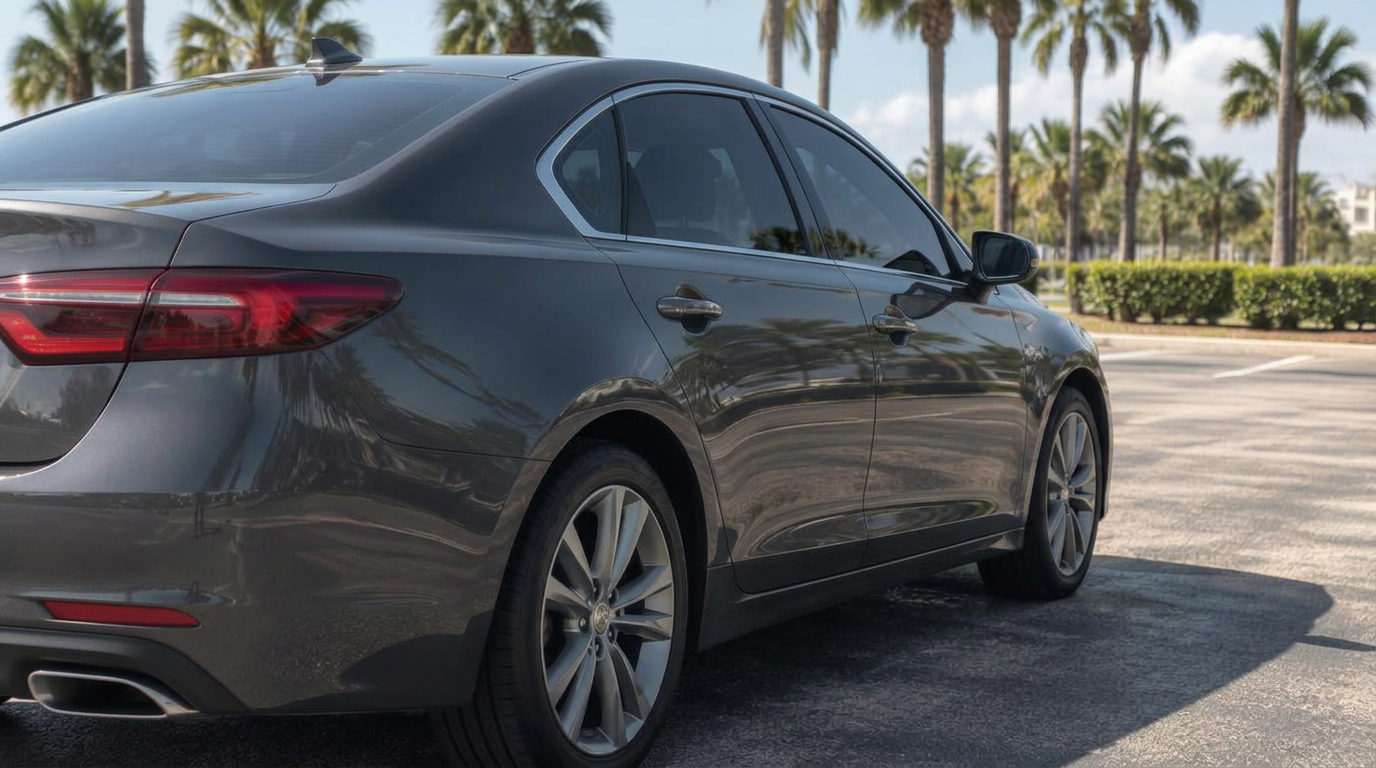 Car with professional window tint installed